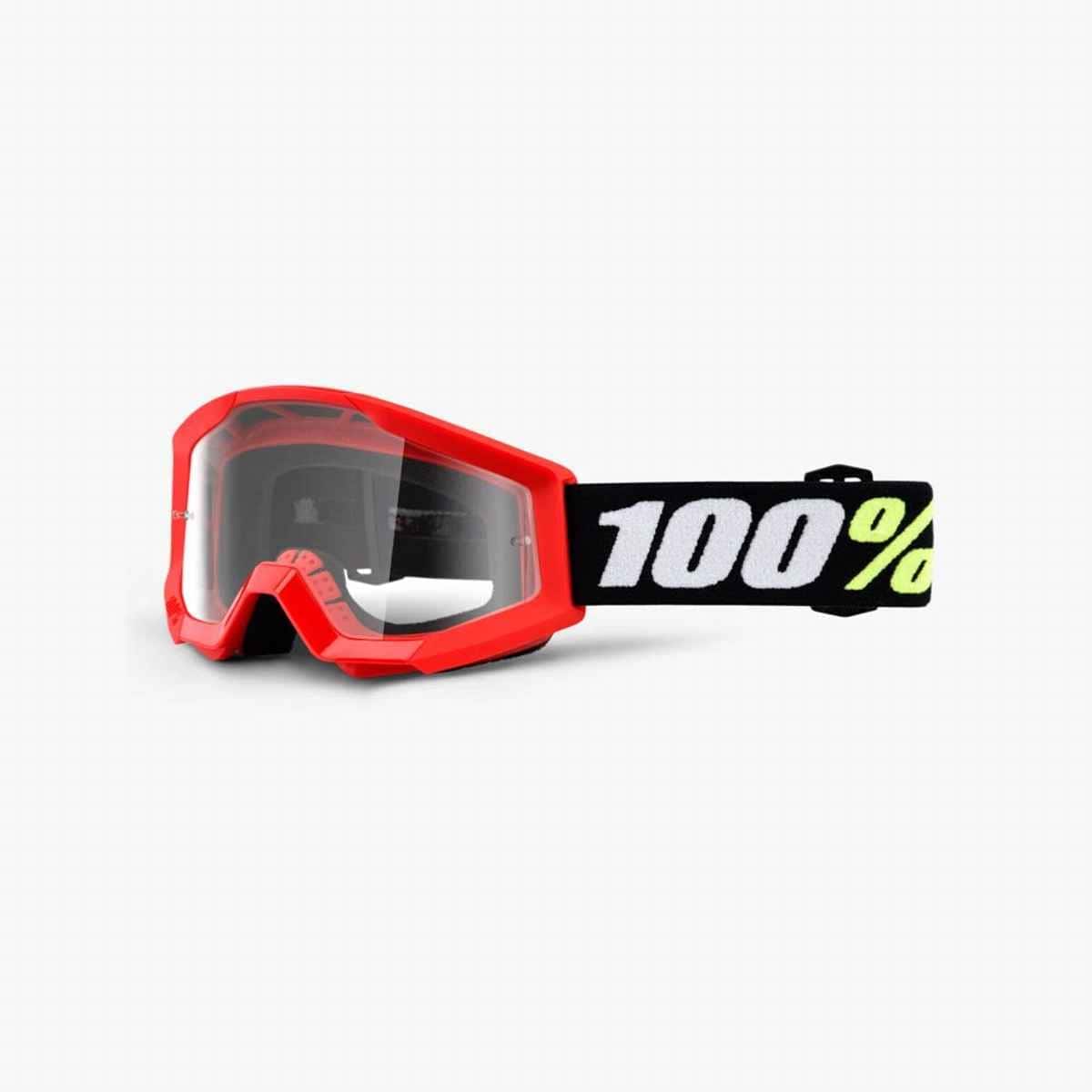 100 PROCENT GOGLE STRATA MINI RED JUNIOR / KID / DZIECIĘCE SZYBKA PRZEŹROCZYSTA ANTI-FOG CZERWONY