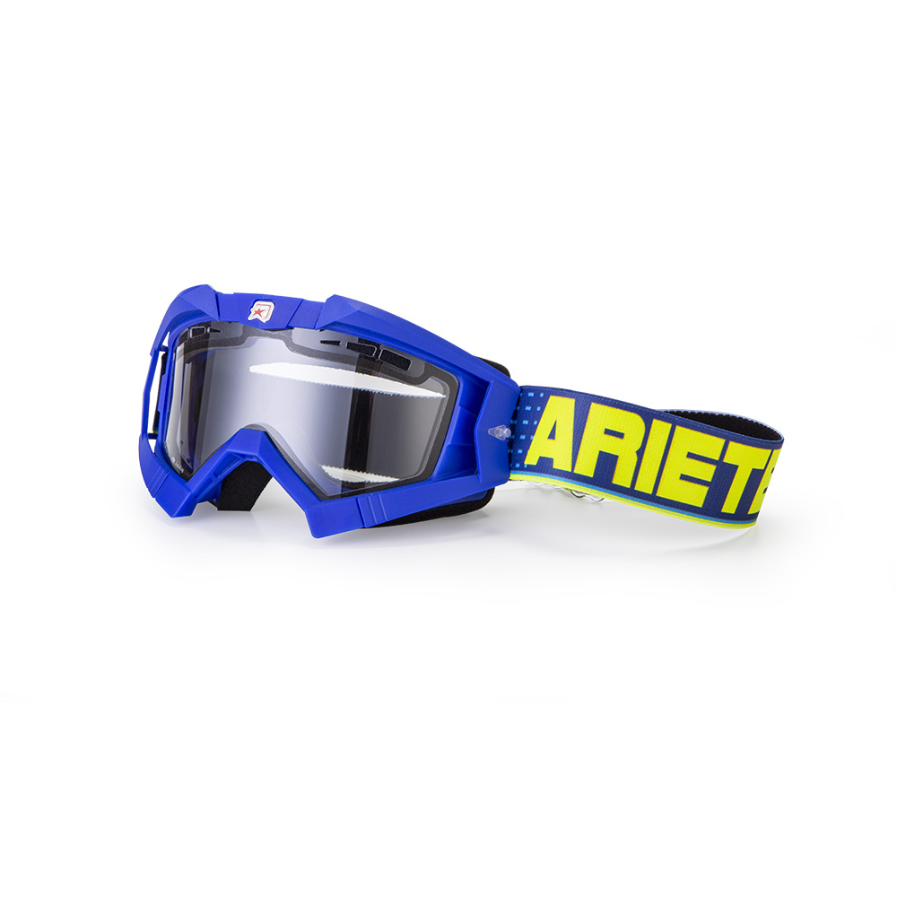 ARIETE GOGLE RIDING CROWS BASIC , SZYBKA ANTI FOG, ANTI SCRATCH, UV, ROLL-OFF READY, GĄBKA 2 WARSTWOWA NIEBIESKI