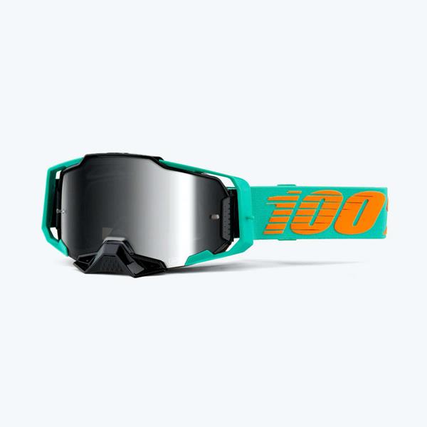 100 PROCENT GOGLE ARMEGA CLARK - MIRROR SILVER LENS - SZYBKA SREBRNE LUSTRO CZARNY/ZIELONY