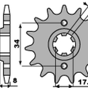 PBR ZĘBATKA PRZEDNIA 328 14 HONDA NSR 125R '93-'02, VT 125 C '99-'07, XL 125V VARADERO '01-'13 (JTF327.14) (ŁAŃC. 520) (27914JT) (MADE IN ITALY)