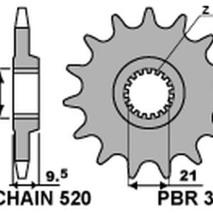 PBR ZĘBATKA PRZEDNIA 342 13 HONDA CR 250 '88-'07, CRF 450R/X '02-'25, CRF 250R '22-'25 (JTF284.13) (ŁAŃC. 520) (34213JT) (MADE IN ITALY)