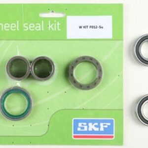 SKF ZESTAW - ŁOŻYSKA PRZEDNIEGO KOŁA Z USZCZELNIACZAMI I TULEJKAMI Kawasaki KX250F 21-24, KX250X 21-24, KX450F 19-24, KX450SR 22-23, KX450X 21-24, Suzuki RMX450 10-19, RMZ250 07-24, RMZ450 05-24, Yamaha WR250F 20-24, WR450F 19-24, YZ250F 14-24,